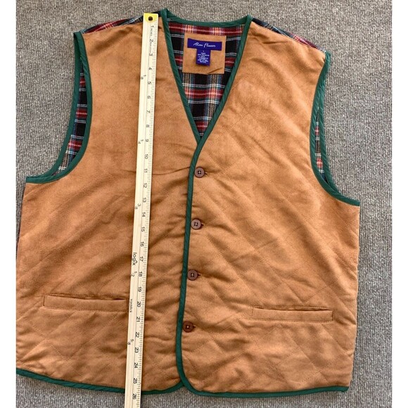 Alan Flusser Faux Suede Vest Mens L Plaid Button Vegan Gorpcore Quilted Preppy - Picture 4 of 6
